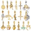 New In Original Charms Copper Golden Series Cross Charms Beads Fits 3Mm Original Bracelet For Women Diy Jewelry Gifts Making