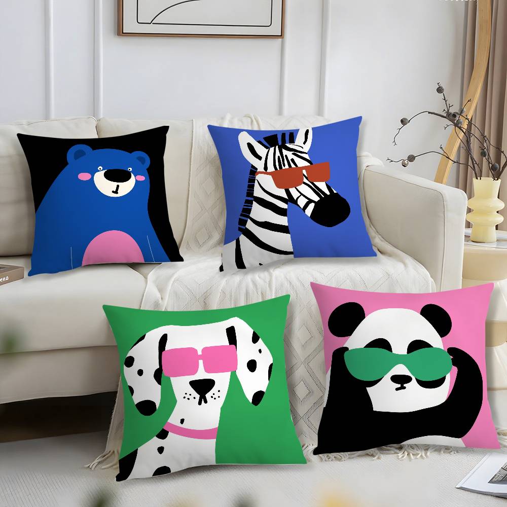 Pillow Case Cartoon Cute Animal Cute Office Sofa Dorm Chair Back Short Plush Double-Sided Printing Home Cushion Cover