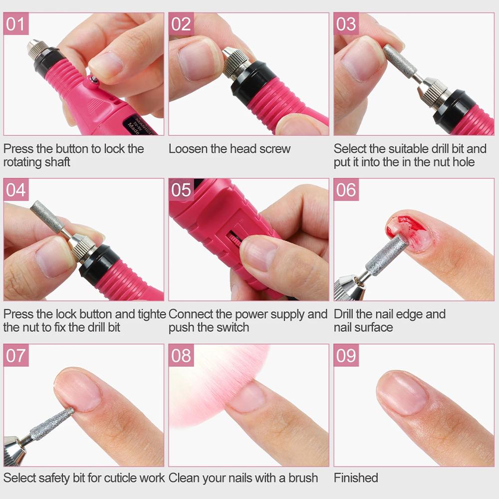 Electric Nail Drill Machine Set Portable Nail File Equipment Strong Nail Polishing Tool USB Manicure Electric With nail Tools