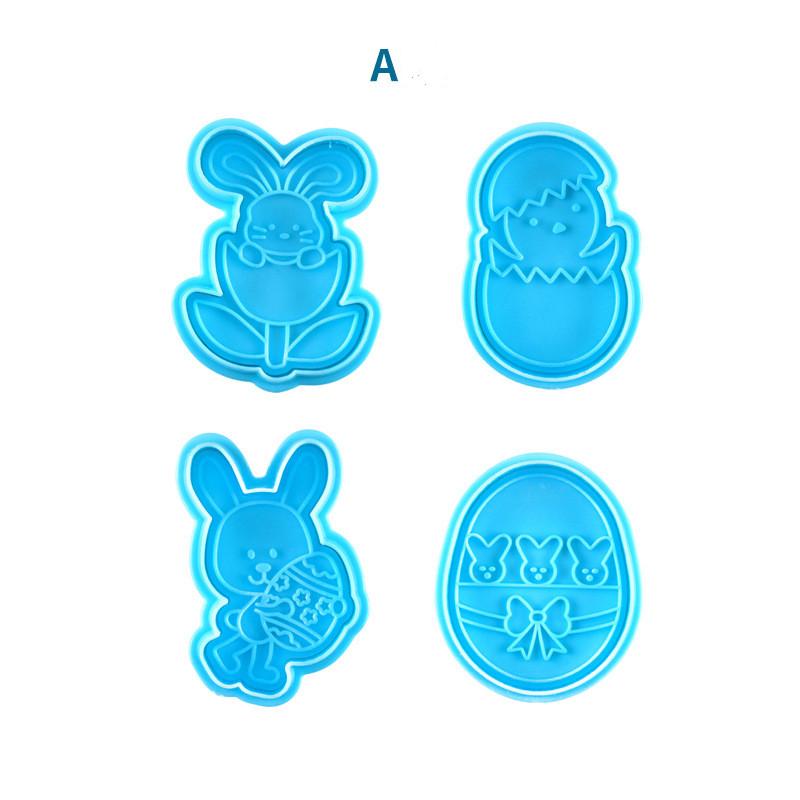 New Blue Easter Egg Cake Mold DIY Cookie Cutters Rabbit Duck Spring Biscuit Fondant Cutter Set Mould Baking Sugarcraft