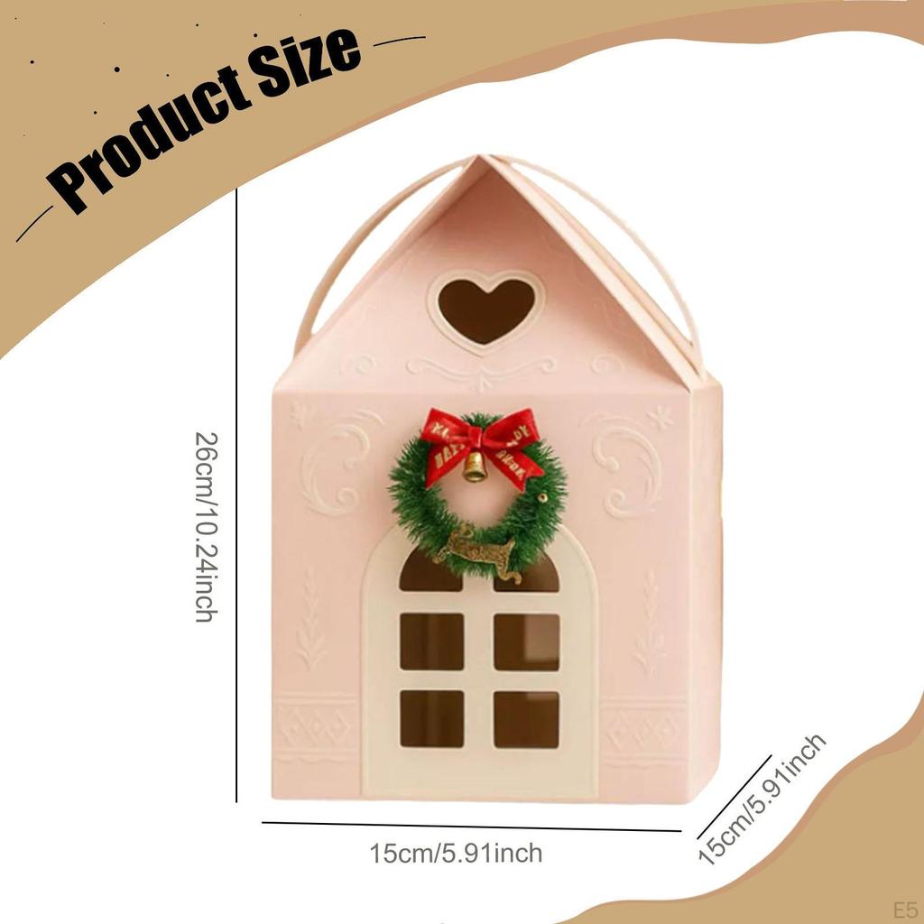 Gift Box Candy Container Xmas Decor House Shaped Paper Snack Case for Present Packaging