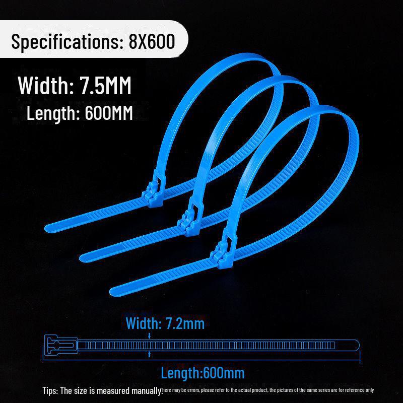 Reusable Nylon Cable Tie with Releasable Buckle - Black & White