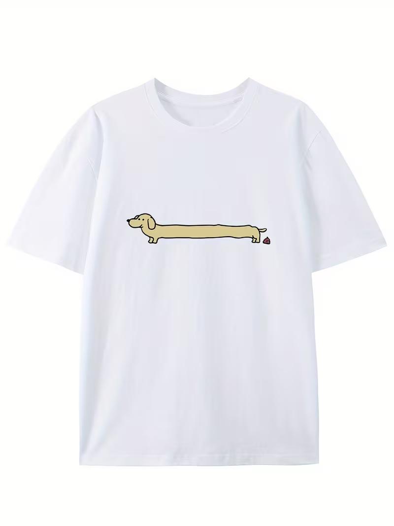 

Long Dog Dachshund Graphic TShirt Minimalist Creative Print Crew Neck Tee Casual Summer Top for Pet Owners Street Style 3XL