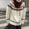 Fair Isle Jacquard Sweater For Men And Women Retro Baggy Printed Crewneck Knit Pullovers Korean Fashion Y2K Streetwear Jumpers