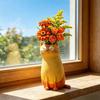 Quirky Cat Vase Handcrafted Resin Cat Flower Vase Funny Kitty Planter for Desk Shelf Boho Home Decor Gift for Cats Lovers
