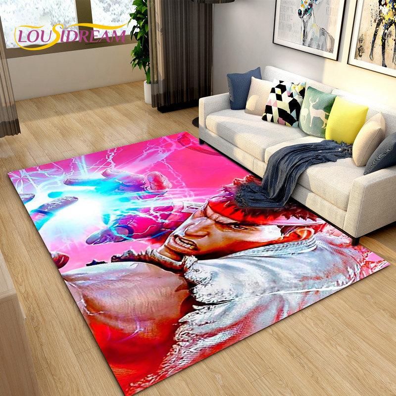 Street Fighter Retro Game Gamer Area Rug,Carpet Rug for Living Room Bedroom Sofa Doormat Decoration, Kid Play Non-slip Floor Mat