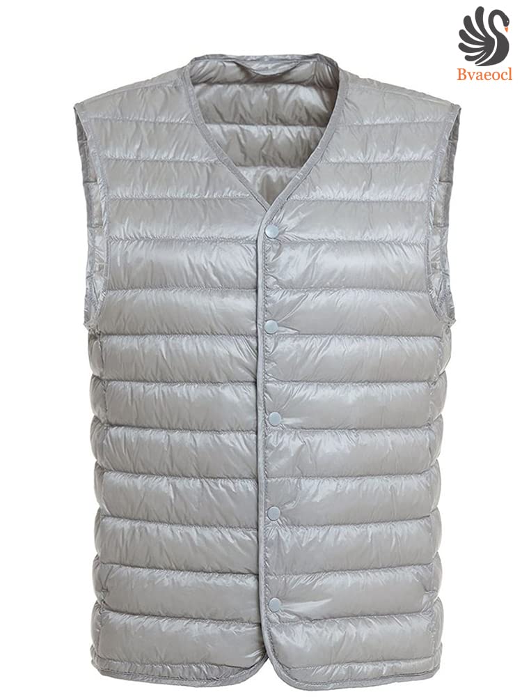 Bvaeocl Down Inner Down Vest with Includes Storage BV49 Men's Vest, Stand-Up Collar, Lightweight, Warm, Ultralight, Pouch, (JP, Alphabet, M,