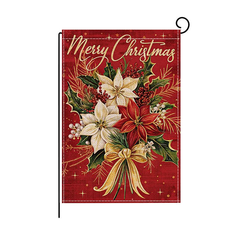 Weihnachten Bedruckte Gartenflagge Polyester Doppellagig Bedruckte Outdoor-Flagge Hof Dekorativ Bunte Flagge