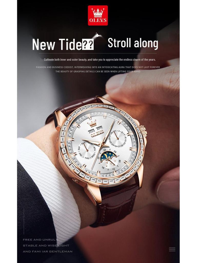 OLEVS Herren Multifunktions-Ewiger Kalender Mechanische Uhr