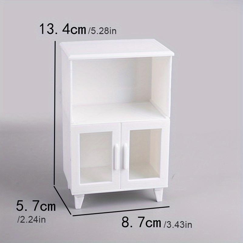 1pc Miniature Cabinet - White & Transparent Glass Door Storage Organizer, Compact Durable Design for Home Decor, Model Room Display, Creative Craft