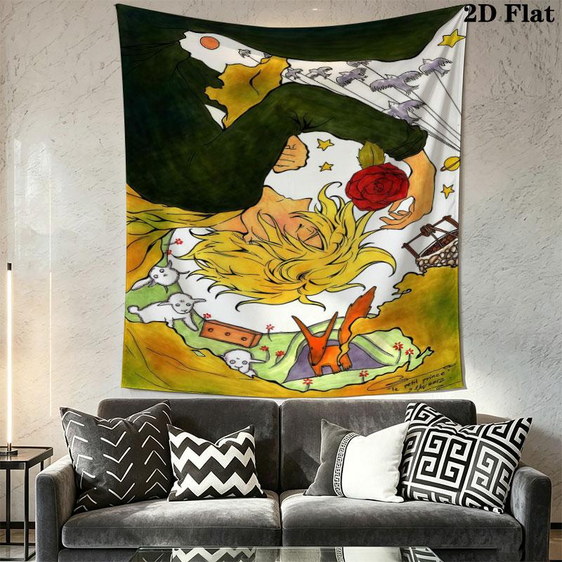 Little Prince Hush Wall Hanging Printed Fabric Blanket Decorative Tapestries for Bedroom Living Room Home Decor