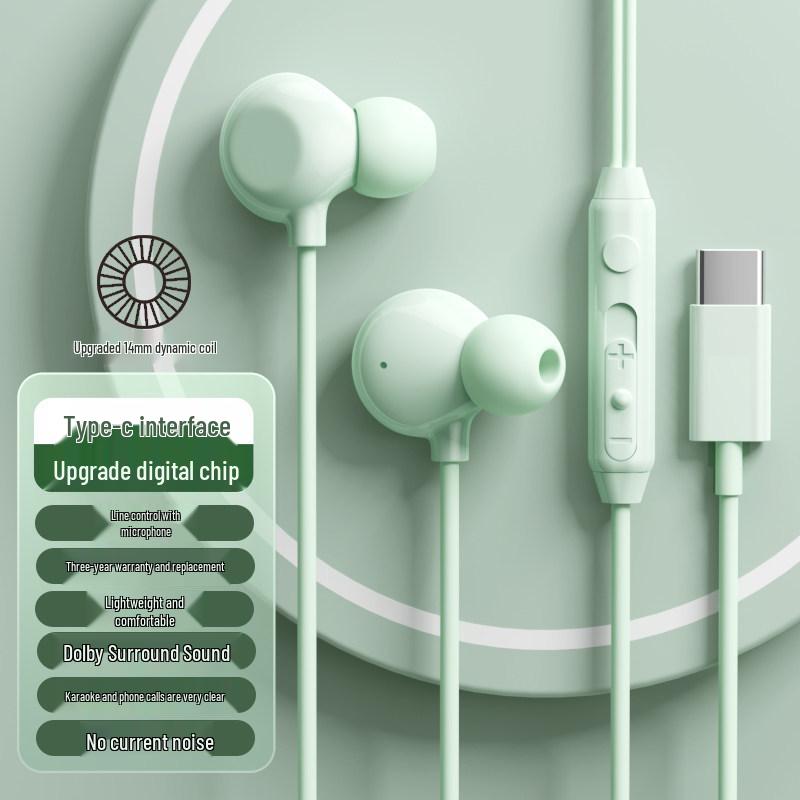 Genuine Wired Sleep Earphones with In-Ear High-Quality Sound, Noise Reduction, K-Singing, and Type-C Mobile Compatibility.