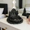 Gotische Kasteel Sieradenbakje Donkere Middeleeuwse Stijl PLA Decoratiebakje met Gedetailleerd Beeldhouwwerk & Boogontwerp Multifunctionele Organizer voor Ringen