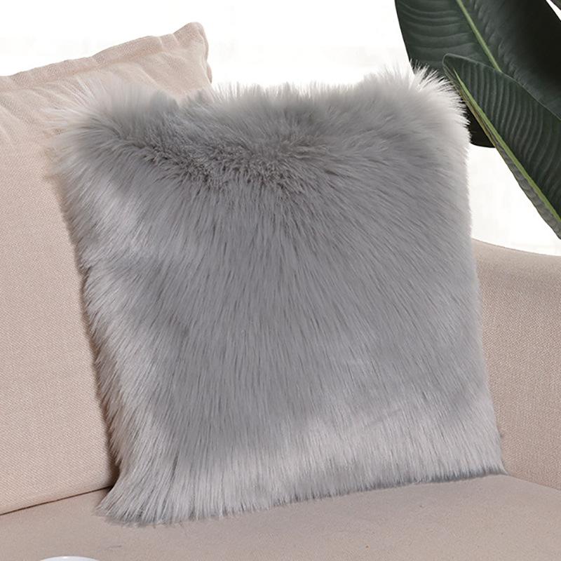 Imitation Wool Acrylic Office Home Solid Color Plush Pillow Pillow Lumbar Pillow Cushion