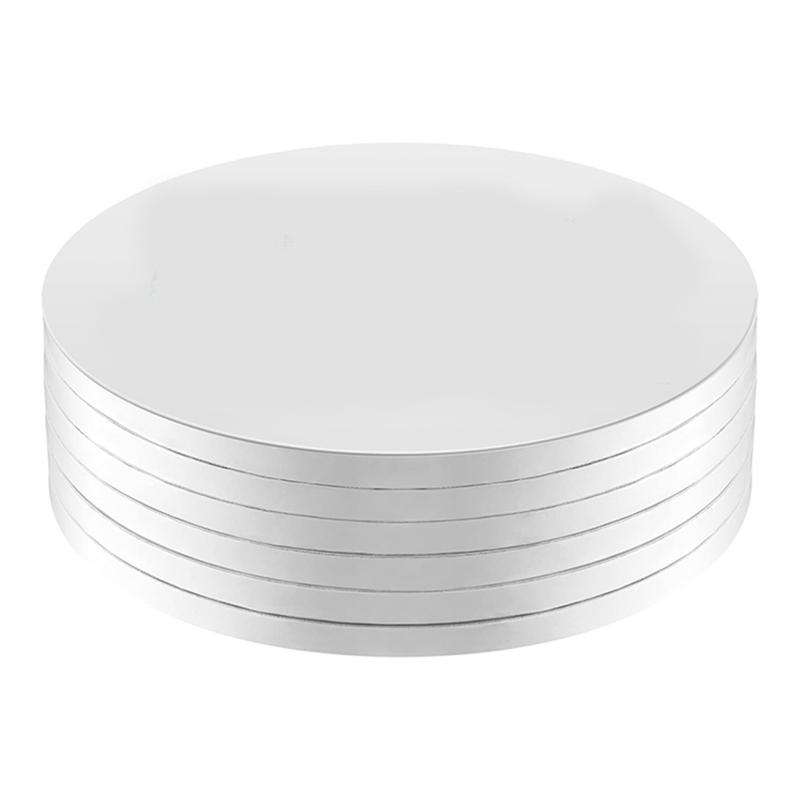 

ABJI-6Pcs Cake Boards Drums Round, 1/2Inch Thick Decorating Supplies Turdy Corrugated Cardboard Base, Pastry Base