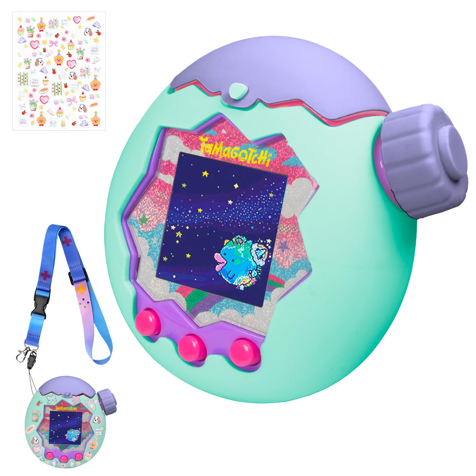 

Srelirly Tamagotchi Paradise Full Protection Case Blue Purple Cream Waterproof Shockproof Drop Resistant Stain-Resistant Fingerprint-Resistant Lanyard