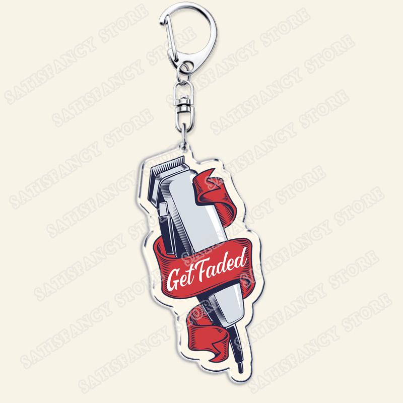 Barber Shop Keychains for Accessories Bag Barbershop Scissors Hairdresser Beard Hairstylist Keyrings Jewelry Friends Fans Gifts