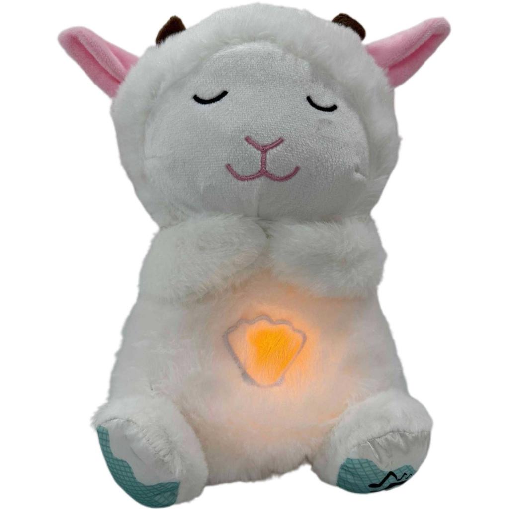 JOYBLISS Baby Breathing Capybara Soothing Plush Bear Doll with Music Lights Rhythmic Breathing Sleeping Companion Doll Baby Sleep Soother