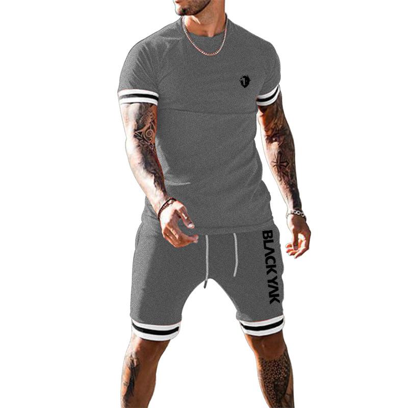 

Новая мужская футболка + короткий комплект, летняя повседневная футболка Blackyak, комплект для бега, мужской спортивный костюм с принтом Харадзюку 6XL