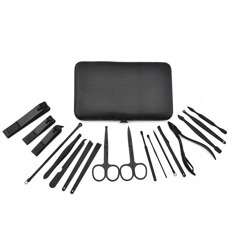Manicure Pedicure Face Travel Set 18 Pieces Xxl Matte Black