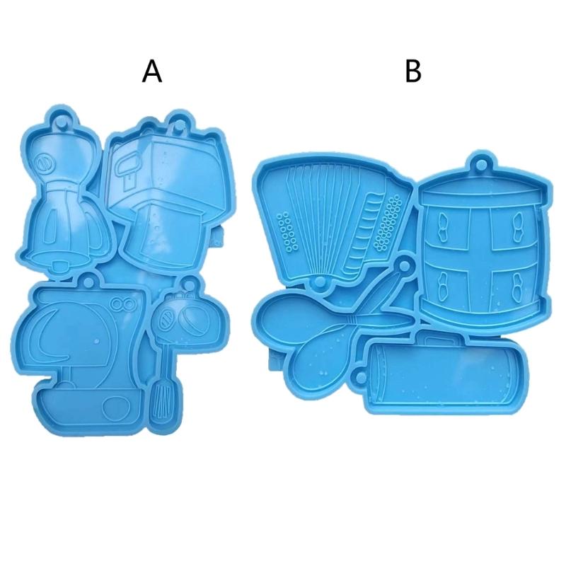 Silicone Mold for DIY Keychains Coffee Machine and Bread Maker Shape Pendant Epoxy Mold Keychain Earring Making Craft