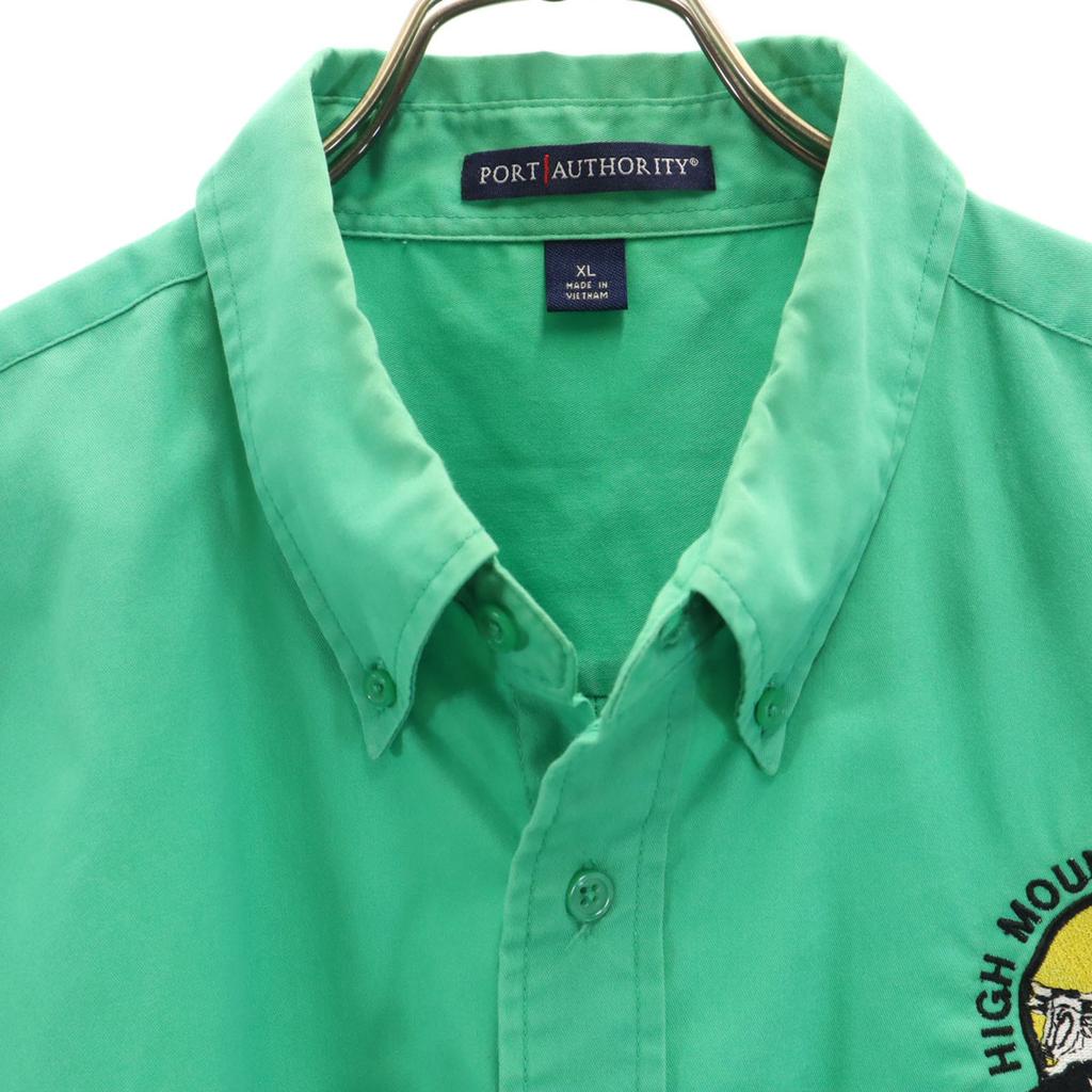 PORT AUTHORITY Short Sleeve Button Down Shirt XL Green Men's Used