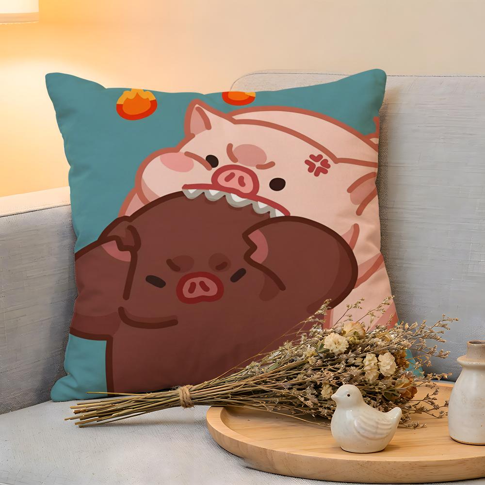 Cushion Cover  Linen  SkinFriendly Soft Decorative Case for Sofa Home Decor Cute Anime Pink Pig Kwaii Cartoon Pillow cover