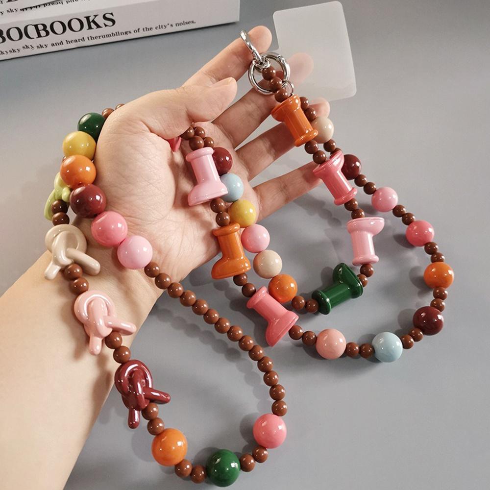Phone Lanyard Crossbody Shoulder Neck Strap Boot-Shaped Bead Chain with Tether Tab,Folded Length: 63.5cm