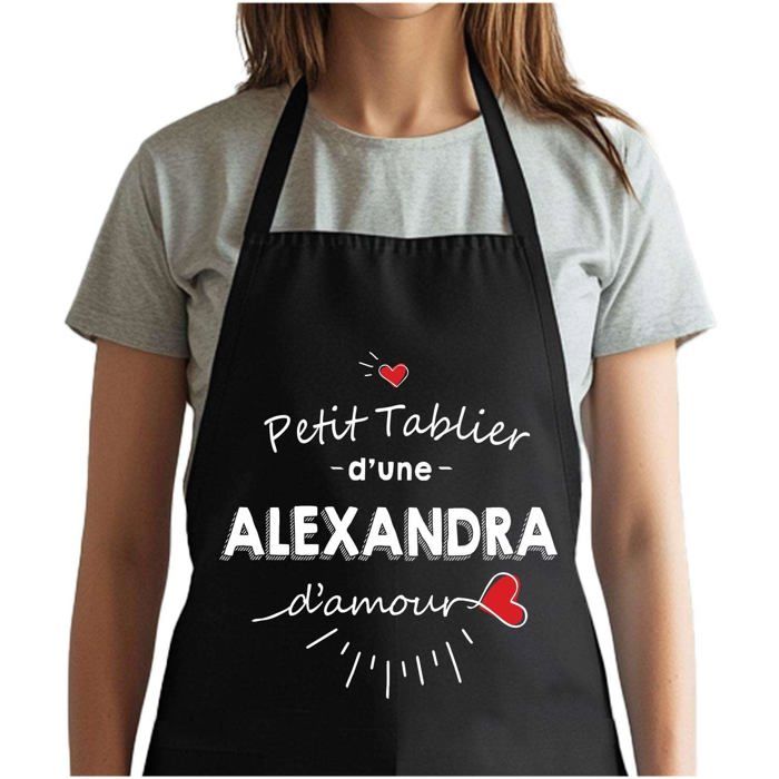 Tablier de cuisine - Alexandra d'amour - Noir - Impression bretonne - Coton résistant