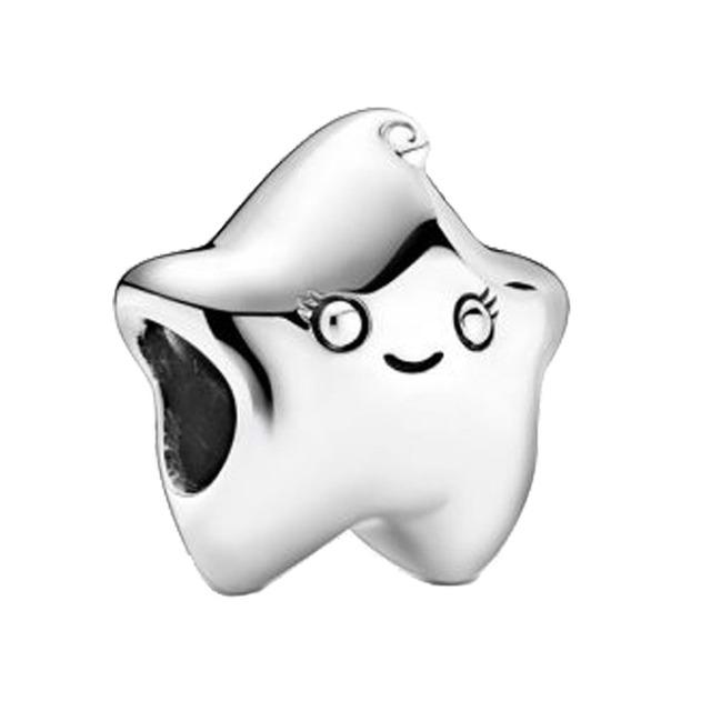 

Зимние бусины из стерлингового серебра 925 пробы, сверкающие сердца, звезды, снежинки, подвески, подходят для оригинального модного браслета, ювелирные изделия