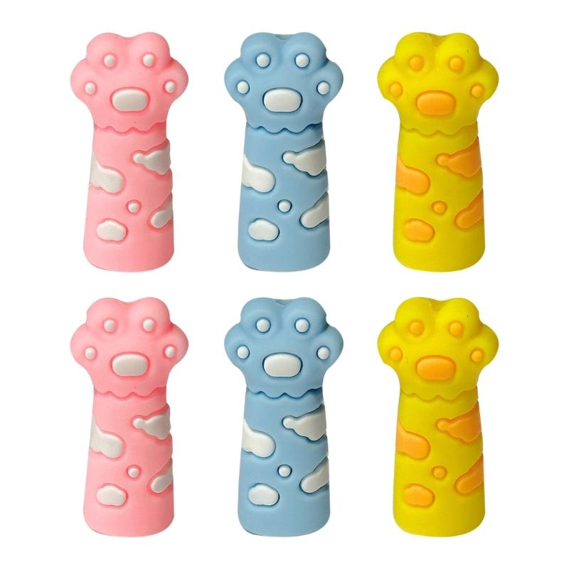 6 Pcs Cartoon Cats Claw Pencil Caps Silicone Pencil Toppers Pencil Tip Protective Cover School Office Supplies for Kids
