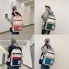 Retro Workwear Style Large Capacity Backpack Women Korean Version High School Students Color-blocking Trendy Shoulder Bag Men Travel Backpack
