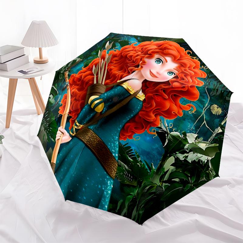 1pc Brave Merida Automatic Folding Umbrella - 3 Folding Design, Vivid Cartoon Pattern, Suitable for Outdoor Activities, A Gift for Fans In A