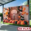 2D Basketball Hoop Backdrop with Orange Black Balloons & Bricks