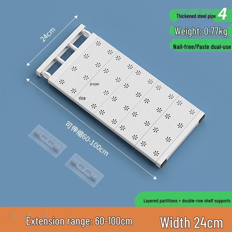 Retractable Wardrobe Storage Rack with Layered Partition for Dormitory Use