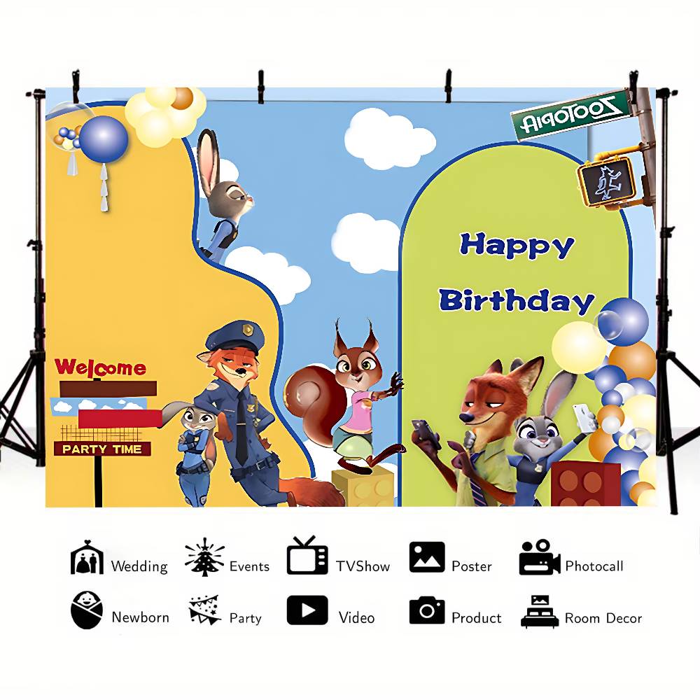 ANIMEZootopiaSCartoon Animal Background Photography Party Bedroom Living Room Decoration Shooting Background Cloth