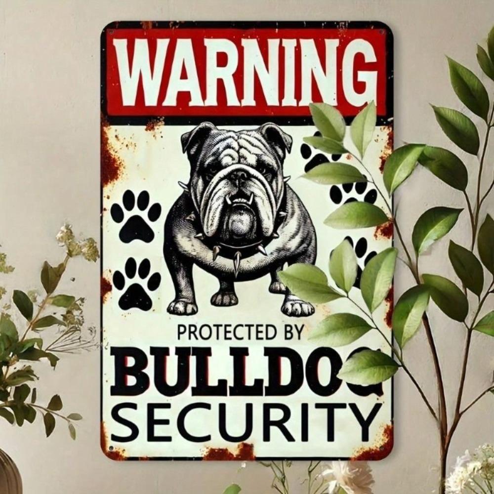 Metallposter Bulldog Sicherheitswarnung 20x30cm Aluminium Wandkunst Heimdekoration