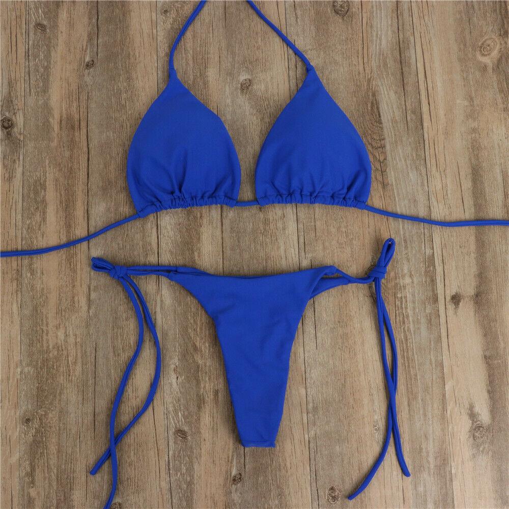 Sexy Bikini Women Split Swimsuit Push-Up Bra Bikini Set 2 Piece Solid Swimwear Bathing Suit Swimming Suits Removable Chest Pad