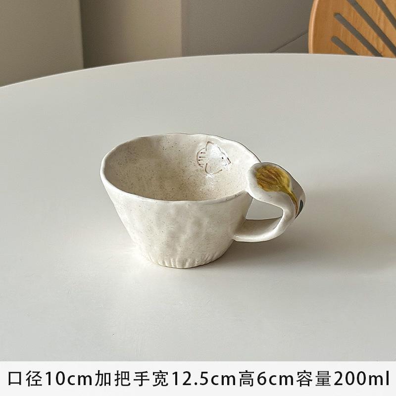 

Retro Underglaze Painted Hand-pulled Water Cup,elaborate Hand-painted Flowers and Birds on The Exterior,coffee,latte, Milk Mug 200ml