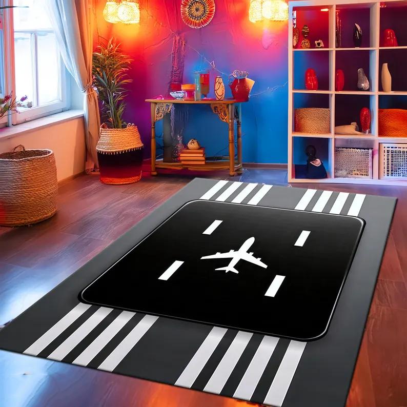 

Килим з тематикою карти аеропорту для декору вітальні, дитячий килимок для ігор, килим для дивана, килим для спальні біля ліжка, килим для чоловічої кімнати, різдвяний подарунок 50x80CM