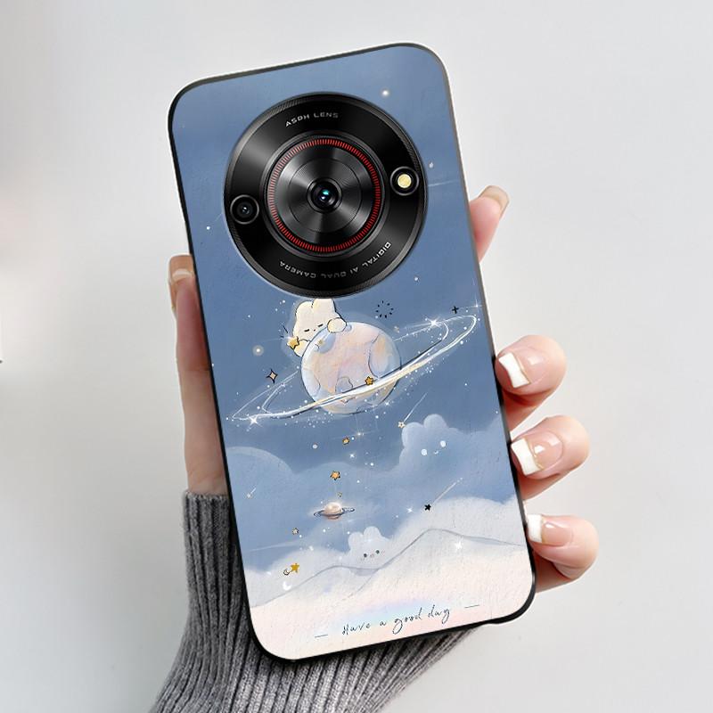 Cute Cartoon Case For ZTE Blade A75 5G/Nubia Focus 5G/Nubia Calf 5G Printing Shell Protective Cover Soft Silicone Black Casing