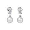 [Produced by Yumi Katsura] Pearl Earrings Zirconia Yumi Sienne Large 10mm Women's Popular Large Earrings For Ceremonies Metal Allergies Titanium