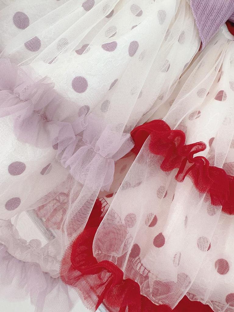 Baby Girl Spring & Autumn Polka Dot Tulip Mesh Dress
