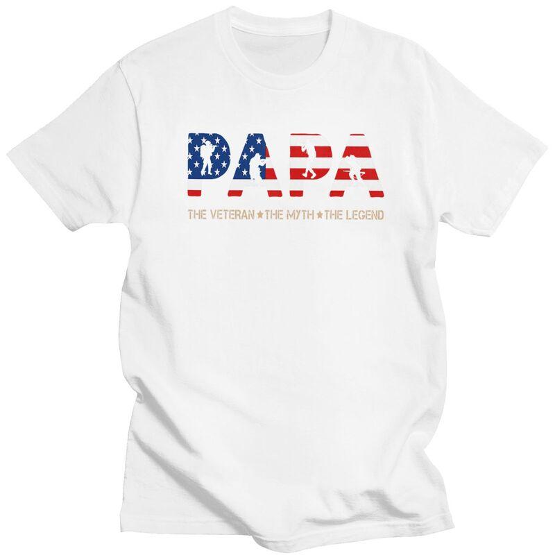 Papa Der Veteran Der Mythos Die Legende T-Shirt für Männer Kurzarm T-Shirt Vatertag Geschenk T-Shirt Locker geschnitten 100% Baumwolle Tee