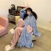 Women's Cute Cartoon Tiger Hooded Coral Fleece Pajamas - Thickened Long Sleeve Robe Suitable for Autumn and Winter, Wearable Outdoors.