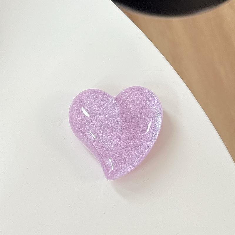 Glitter Solid Color Love Mobile Phone Airbag Bracket Back Sticker Retractable Lazy Support Frame Desktop Women'S Model