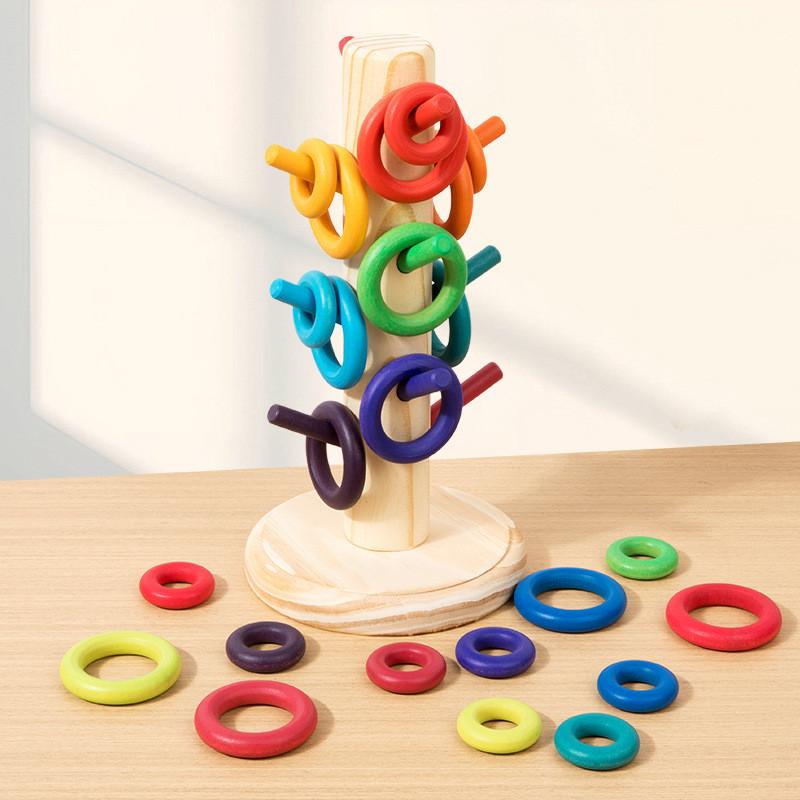 Wooden Rainbow Tree Sorting Toy For Kids Learning Handeye Coordination Educational Gift