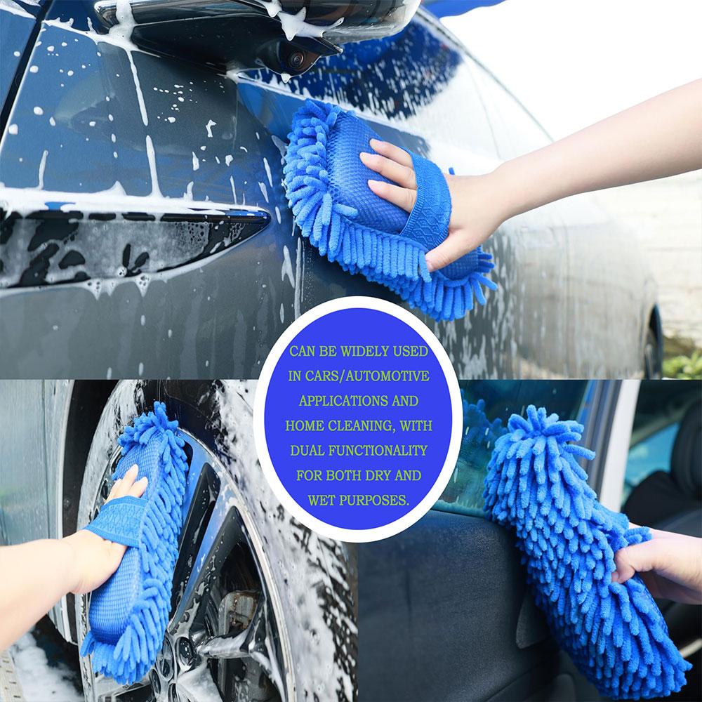 Universal Microfiber Car Wash Gloves Chenille Waterproof Mitt Soft Mesh Back  Glove Mitt Wax Detailing Brush Car Cleaning Tool
