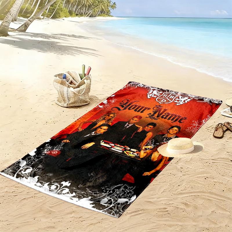 Name Custom RBD Band Print Beach Towel, Large Soft Quick Dry Towel for Beach Camping Swimming