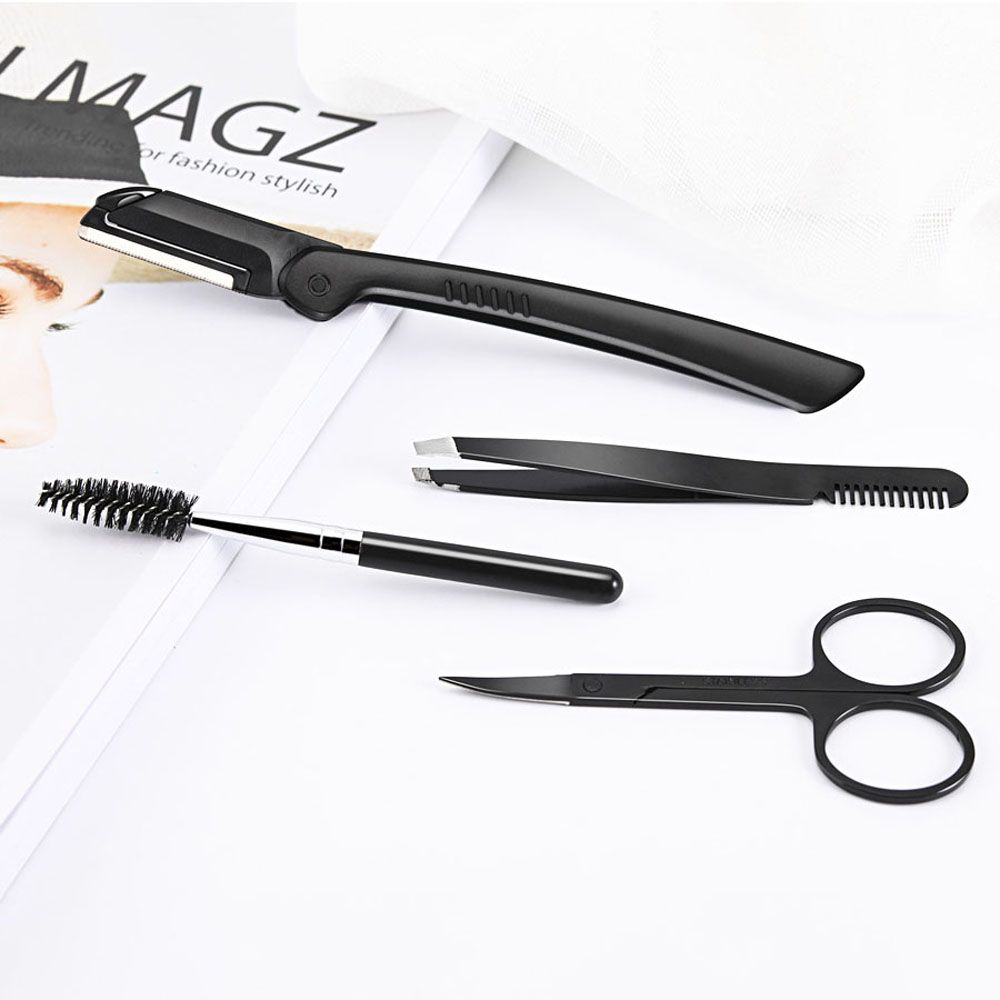 Professional Stainless Steel Face Epilator Hair Remover With Brush Comb Makeup Tool Razor Eyebrow Tweezer Eyebrow Trimmer Kit